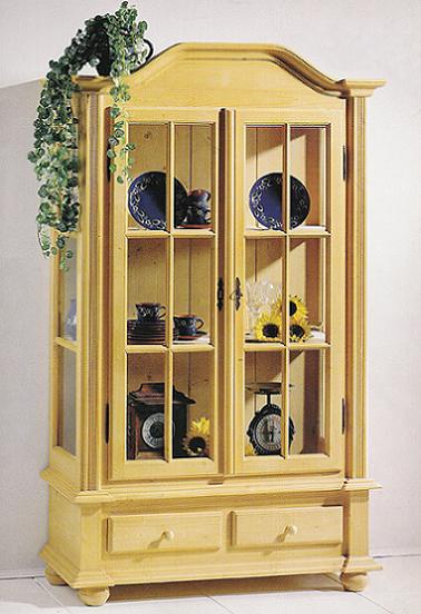 vitrina stil rustic 2 usi 2 sertare